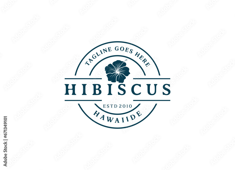 Hibiscus flower plant logo. 