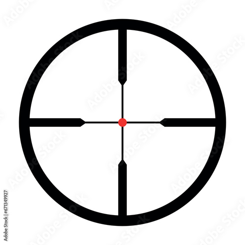 Sighting grid on a white background. Crosshair with a red dot.