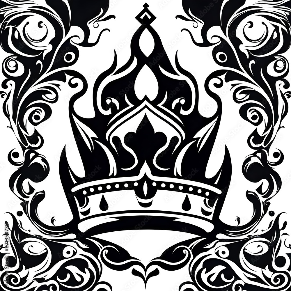 a vector style logo illustration of a crown in black and white a vector style logo illustration of a crown in black and white