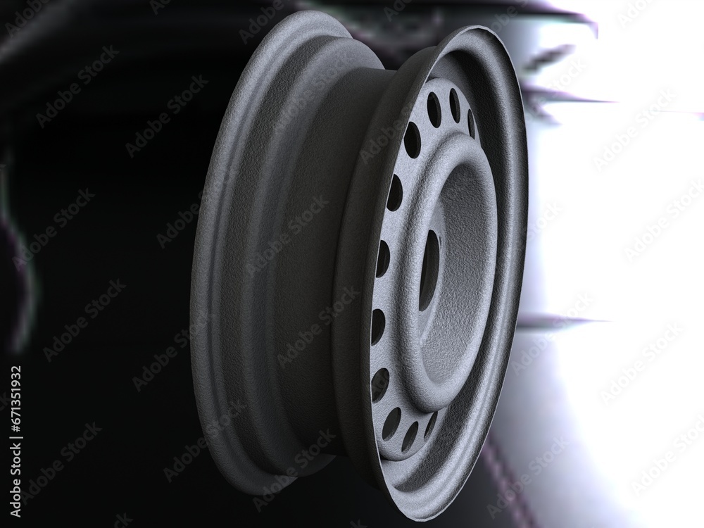 Trailer Wheel 13 inch 165R13 4 Stud x 100mm PCD 3D model Stock