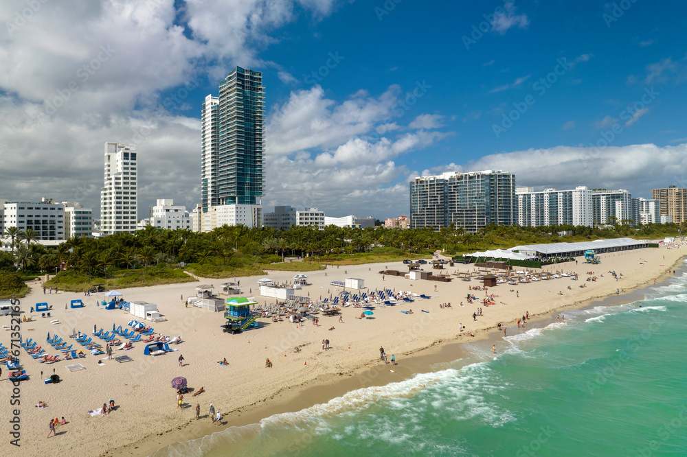 Miami Beach city from above. Popular vacation place in the USA