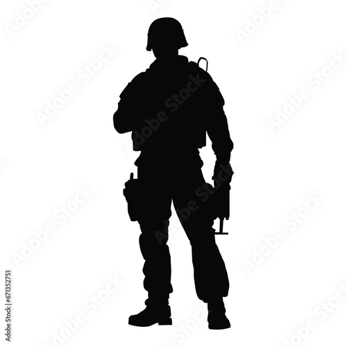 Soldier Silhouette on a White Background
