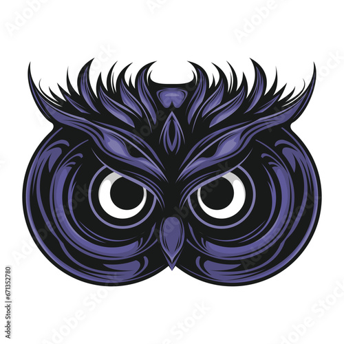 Owl head with big eyes Vector illustration