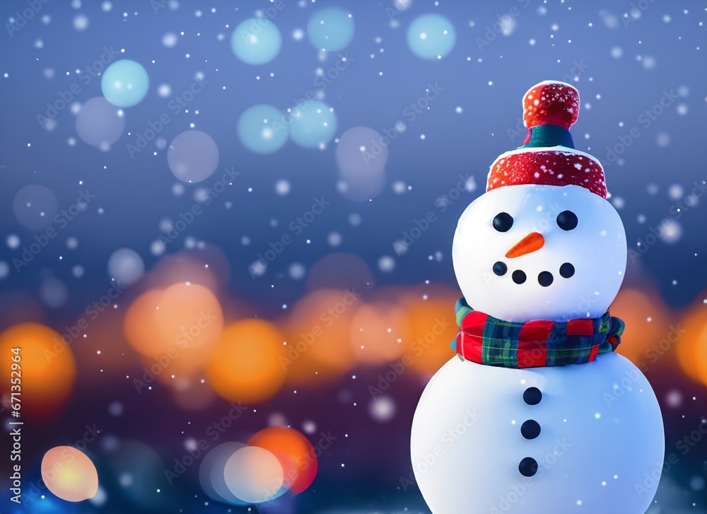 Fototapeta premium snowman winter, snowman with scarf