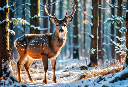 little dappled deer in wint...