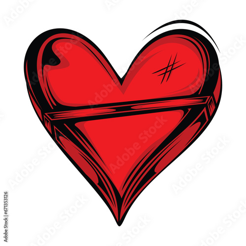 Red heart on a white background Vector illustration for your design