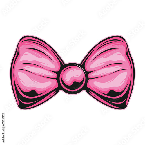 Pink bow tie isolated on white background