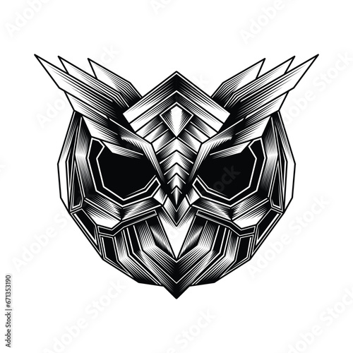 Owl Head Black and White