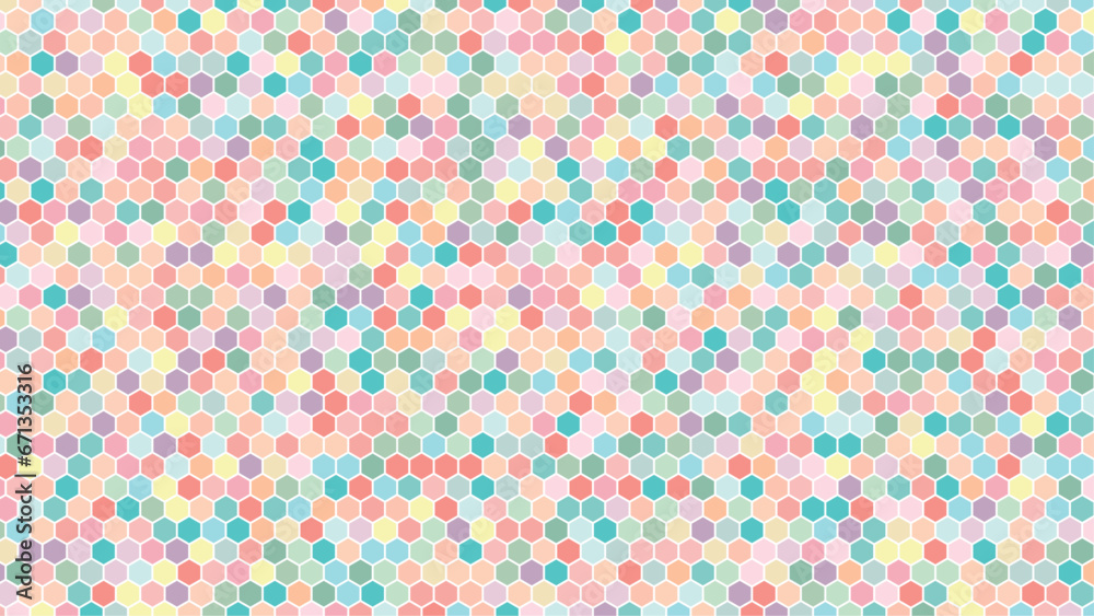 Colorful seamless hexagonal wall background.