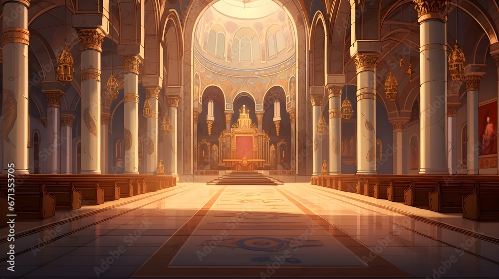 interior anime background of the holy sepulchre church