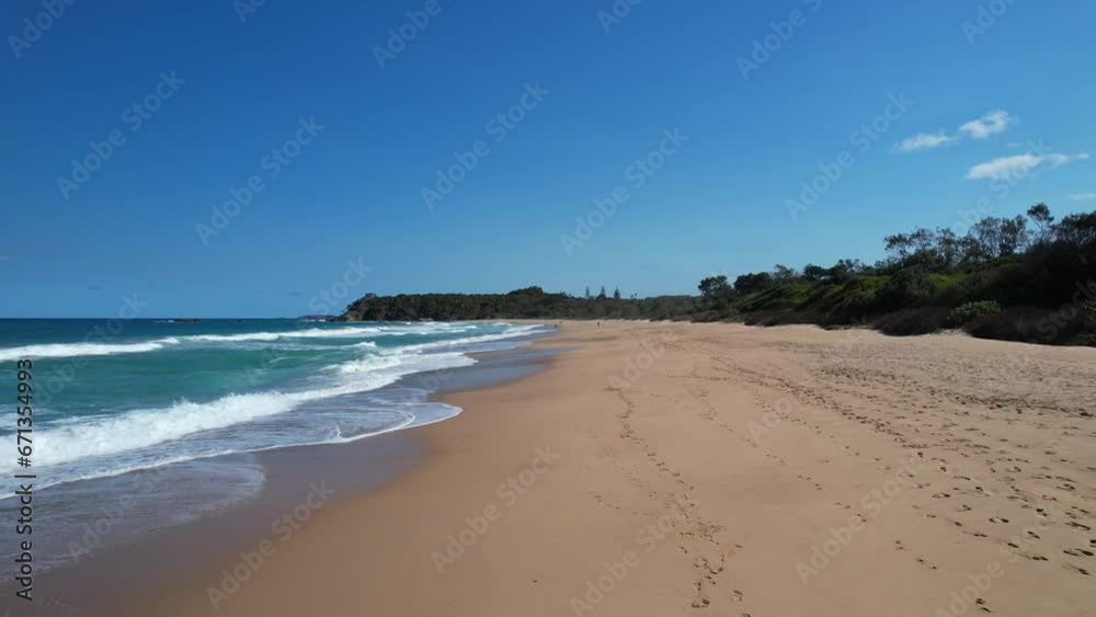 Summer Scenery At Sapphire Beach In New South Wales, Australia - drone shot Summer Scenery At Sapphire Beach In New South Wales, Australia - drone shot