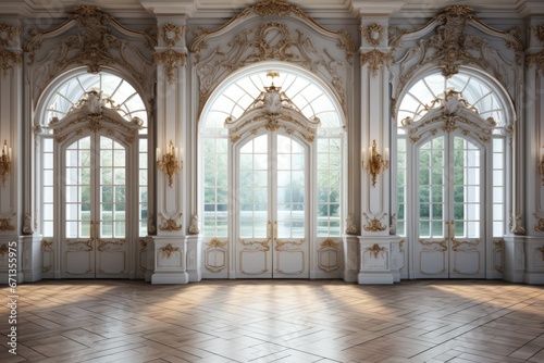 Vintage French door cracked open to reveal a dimly lit  classic interior with ornate furnishings  Generative AI