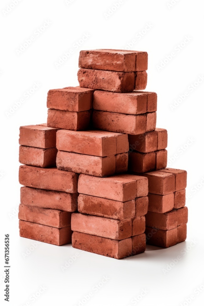 Stack of red bricks isolated on dark background Stack of red bricks isolated on dark background
