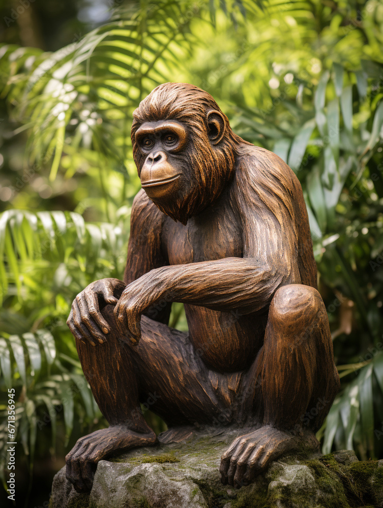 Obraz premium A Bronze Statue of an Orangutan