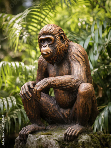 A Bronze Statue of an Orangutan