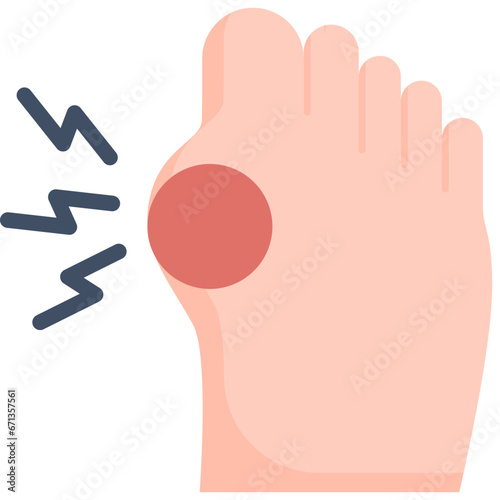 Gout in the foot flat icon. For presentation, graphic design, mobile application, web design, infographics or UI.