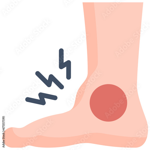 Gout in the Ankle flat icon. For presentation, graphic design, mobile application, web design, infographics or UI.
