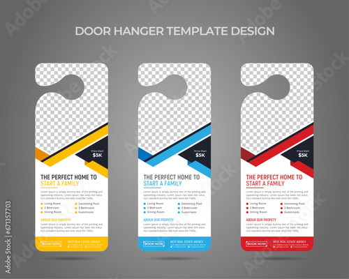Real estate agency business door hanger template design