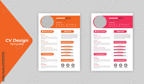Professional Clean Modern Resume design template for Business Job Applications, Minimalist resume cv template,cv design,
