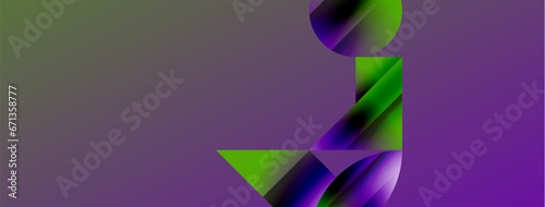Serene gradient template. Circles and triangles mingle in minimalist perfection. Gentle fusion of forms and hues creates balanced yet captivating backdrop, embodying modern sophistication
