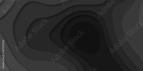 Gray and black abstract papercut background. Abstract black papercut background 3d realistic design use for ads banner and advertising print design vector. 3d topography relief. Vector topographic.