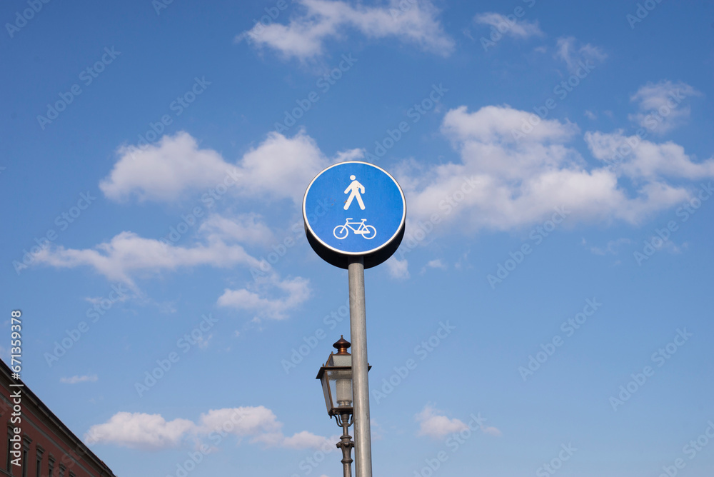 Walking and bicycle warning sign
