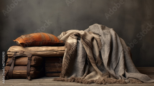 Wabi sabi rustic textures that evoke warmth and relaxation, plush fabrics, clothes, interesting textures, cozy blankets