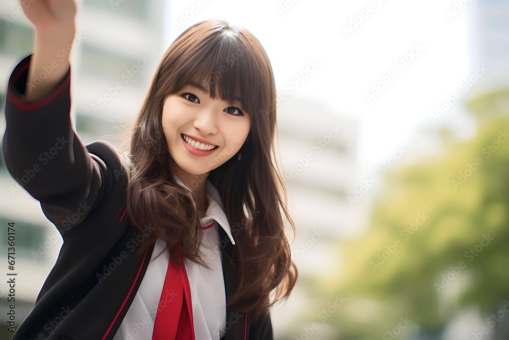 Fototapeta premium Cute Japanese middle school girl