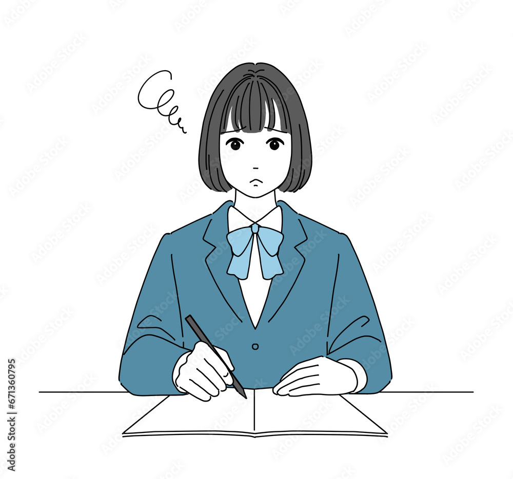 勉強中に困る女子生徒 勉強中に困る女子生徒