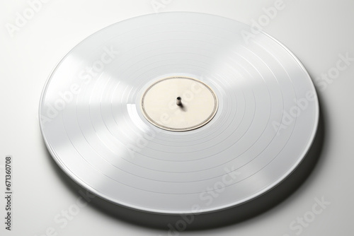  Retro-inspired white vinyl LP with space for your custom album artwork, Generative AI photo