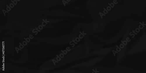 Dark black wrinkled paper crumpled texture. black fabric textured crumpled black paper background. panorama black paper texture background, crumpled pattern texture background.