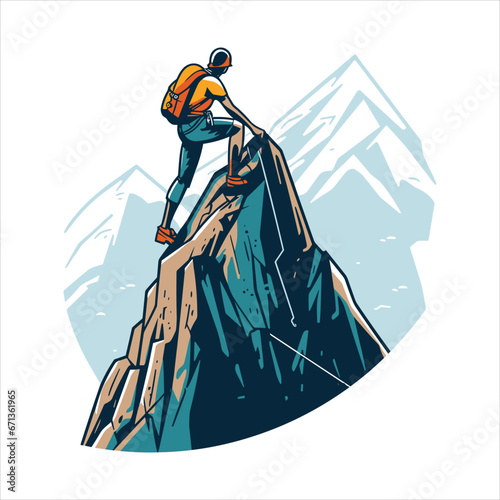 mountain climbing hiking logo vector