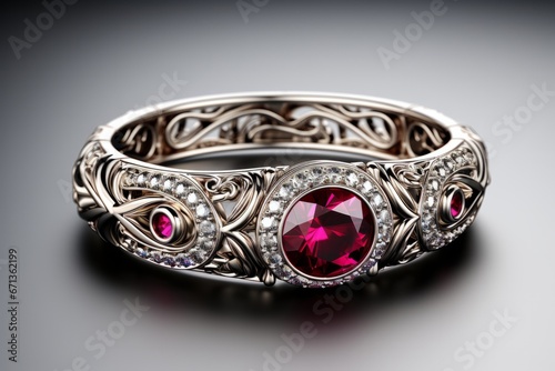 Opulent ruby bracelet, highlighting the beauty of the gemstones, on isolated on white background, Generative AI