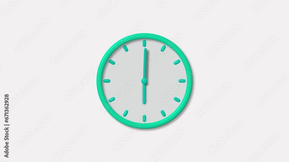 Cyan color counting down wall clock icon , on white background, analog wall clock animation. Cyan color counting down wall clock icon , on white background, analog wall clock animation.