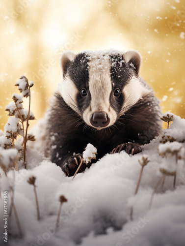 A Photo of a Badger in a Winter Setting