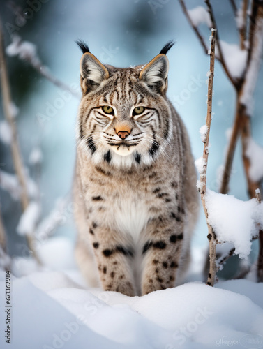 A Photo of a Bobcat in a Winter Setting
