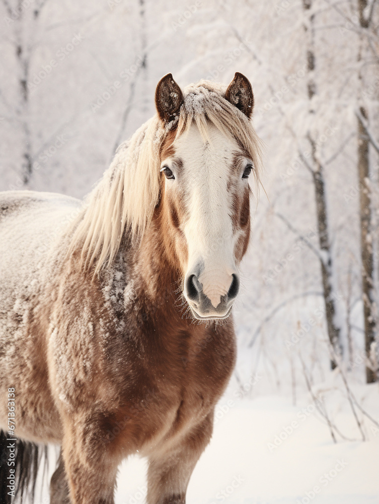 A Photo of a Horse in a Winter Setting A Photo of a Horse in a Winter Setting