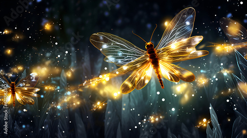 Twinkling Fireflies: Mystical Illumination.A Night of Magic with Glowing Fireflies © Safia