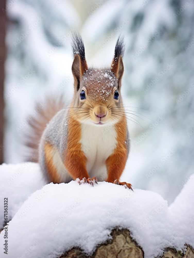 A Photo of a Squirrel in a Winter Setting A Photo of a Squirrel in a Winter Setting