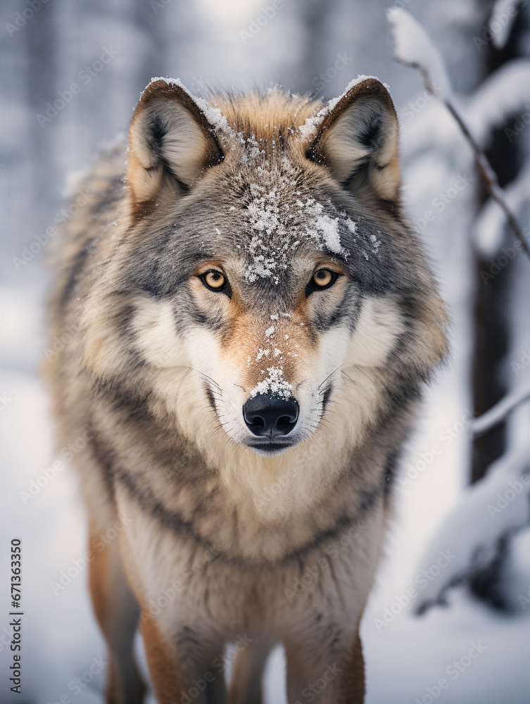 A Photo of a Wolf in a Winter Setting