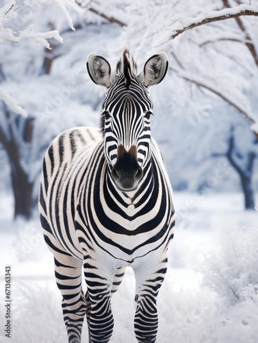 A Photo of a Zebra in a Winter Setting