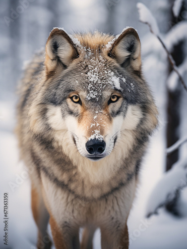 A Photo of a Wolf in a Winter Setting