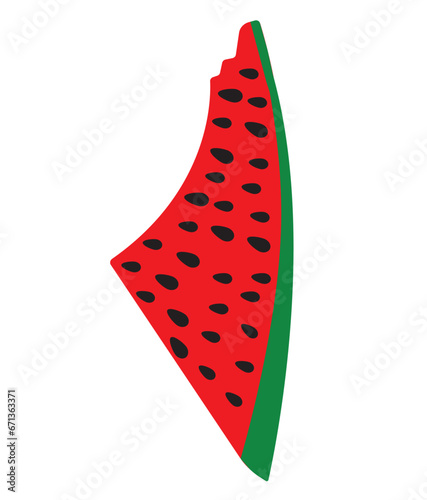 Free Palestine! We stand with Palestine! Palestine Flag with Watermelon metaphor	 photo