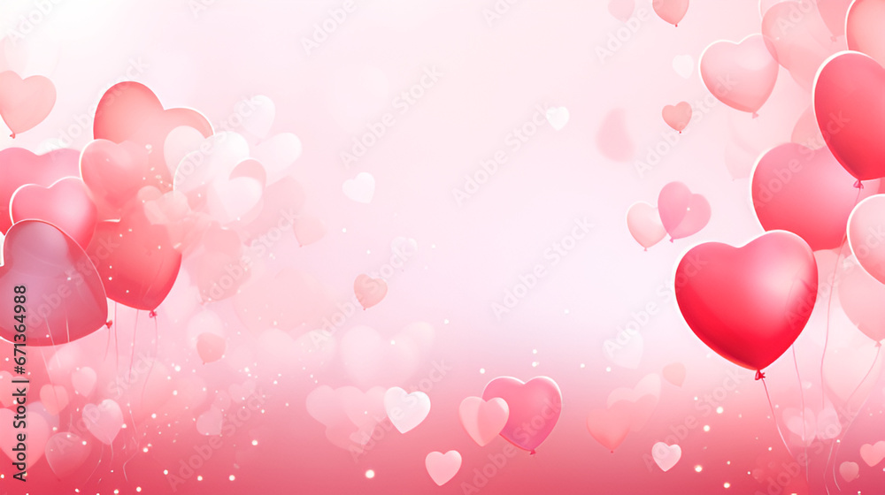 Love in the Air: Heart-Shaped Balloons Valentine's Background ,Romantic Red and Pink Balloons: Valentine's Day Delight