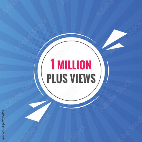 1 Million plus views text web button. 1 Million plus views banner label

