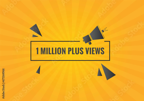1 Million plus views text web button. 1 Million plus views banner label
