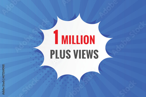 1 Million plus views text web button. 1 Million plus views banner label
