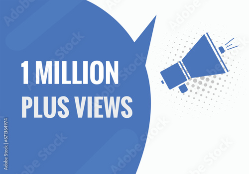 1 Million plus views text web button. 1 Million plus views banner label
