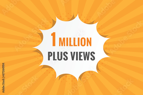 1 Million plus views text web button. 1 Million plus views banner label
