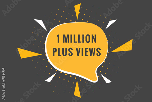1 Million plus views text web button. 1 Million plus views banner label
